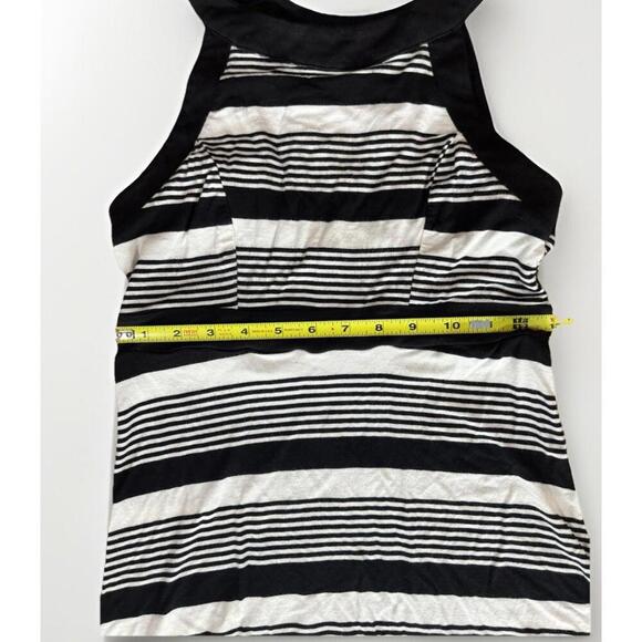 Monteau Black White Striped Sleeveless Maxi Dress M Cutout Back Stretchy - Picture 5 of 8